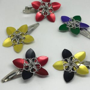 chainmaille flower hair clips